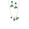 thumbnail image 2 of Delight Jewelry Silvertone Mini Four Leaf Clover Green Shamrock Necklace and Clover Earrings Jewelry Set, 2 of 5
