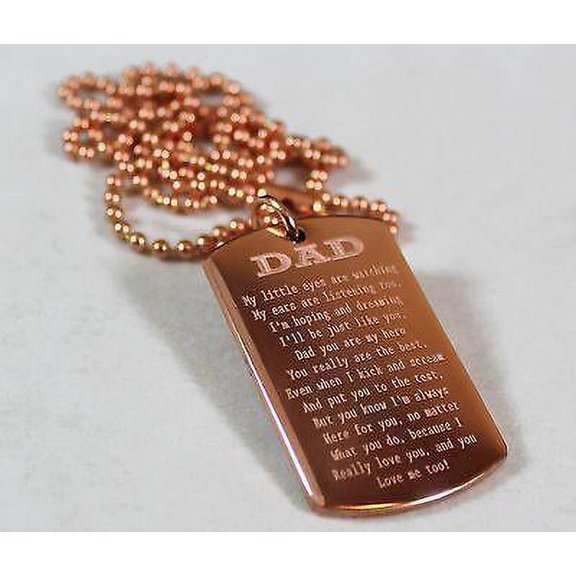 DAD, MOM, SISTER, BROTHER MESSAGE SPECIAL NECKLACE POEM DOG TAG SOLID COPPER
