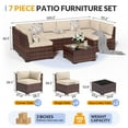 thumbnail image 3 of MRUAKA 7 Pieces Patio Conversation Set, Outdoor Sectional PE Rattan Wicker Furniture Seat,Beige, 3 of 7