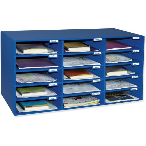 Pacon Classroom Keepers 15-Slot Mailbox, Blue, 12.88" x 31.5" x 16.38"