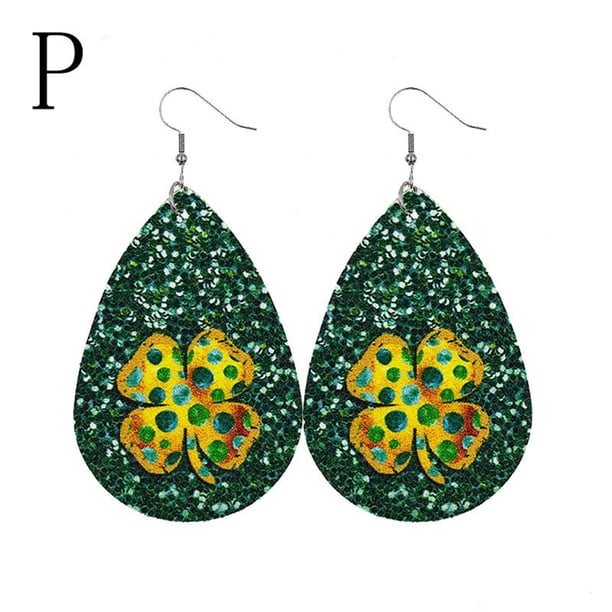 Pendientes para mujer, regalos para mujer, pendientes de San Patricio, pendientes de sombrero verde geométrico irlandés, joyería para mujer, pendientes de moda.