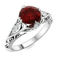 thumbnail image 2 of Art Deco Inspired 7MM Round Garnet 925 Sterling Silver Women Boho Ring, 2 of 3