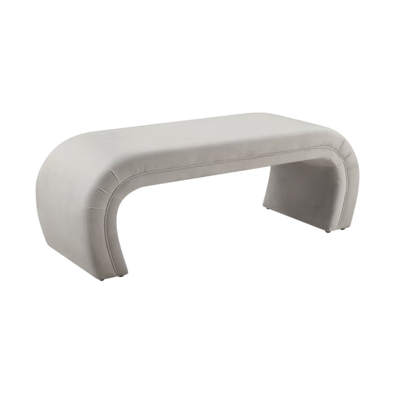 Kenya Light Grey Velvet Bench - Light Grey