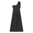 thumbnail image 6 of YiZYiF Womens One Shoulder Ruffle Party Dress Side Split Maxi Dress for Evening Cocktail Birthday Parties Black XXL, 6 of 7