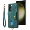 thumbnail image 4 of Nalacover for Samsung S22, Slim Case Wallet with Credit Card Holder, Back Flip Premium Leather Magnetic Clasp Kickstand Wirst Hand Strap Shockproof Cover for Samsung Galaxy S22, Green, 4 of 7