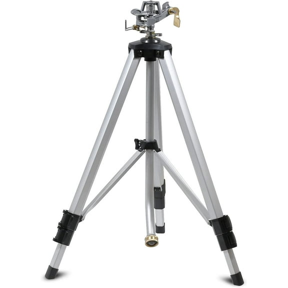 YAMATIC Impact Sprinkler on Tripod, 360° Adjustable Zinc Head, 20-90ft for Lawn & Yard Irrigation