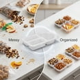 thumbnail image 6 of 20 Pcs 3 Compartment Snack Containers with Lids, Reusable Clear Plastic Food Storage Pots, 9 oz Total Capacity, Individual Bento Box for Condiments, Meal Prep, Desserts, Easy Stackable, 6 of 8