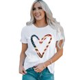 thumbnail image 4 of ABPHQTO Camiseta de manga corta con estampado de contorno de corazón de bandera americana blanca para mujer, 4 of 5