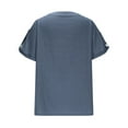 thumbnail image 6 of RYDCOT Cotton Linen Shirts for Women 2025 Summer Casual Button Down V Neck Short Sleeve Tops Comfy Trendy Tunic Shirt Blouses Women's Clothing Sales Dark Blue, 6 of 9