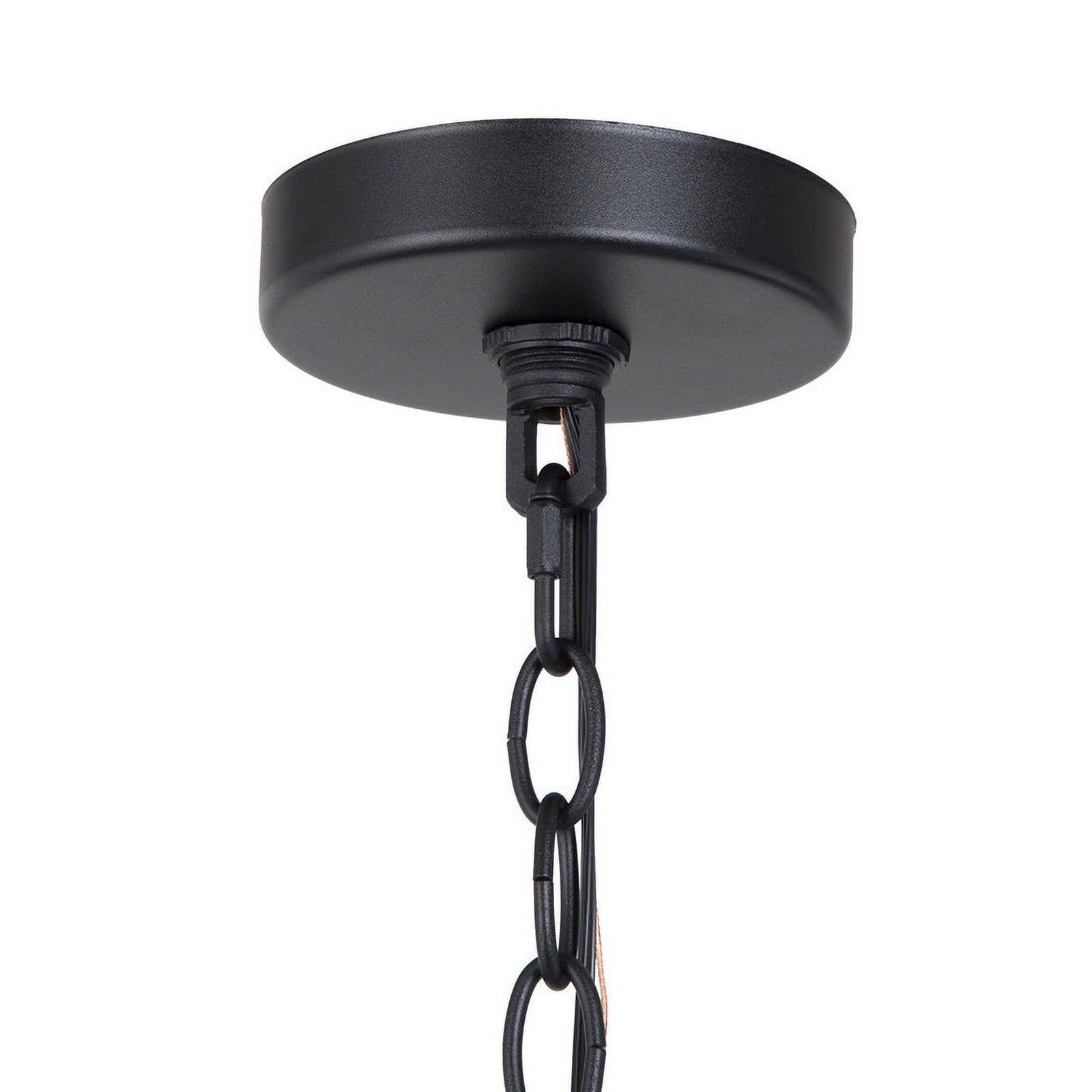 LNC 1-Light Matte Black and Seeded Glass Modern/Contemporary Seeded Glass Square LED Mini /Outdoor Pendant Light