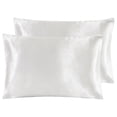 thumbnail image 3 of ANMINY Satin Pillowcase Set of 2 Queen Silk Bedding Pillowcases 30" x 20" Pillow Cover, White, 3 of 7