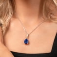thumbnail image 4 of Gem Stone King 925 Sterling Silver and 10K Yellow Gold Pear Shape Blue Simulated Sapphire and White Moissanite Pendant Necklace for Women (10.26 Cttw, with 18 inch Chain), 4 of 4