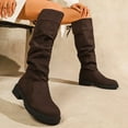 thumbnail image 2 of Womens Knee High Boots Slouchy Suede Lace up Tall Riding Boots Lug Sole Chunky Heel Round Toe Over the Knee Boots, 2 of 7