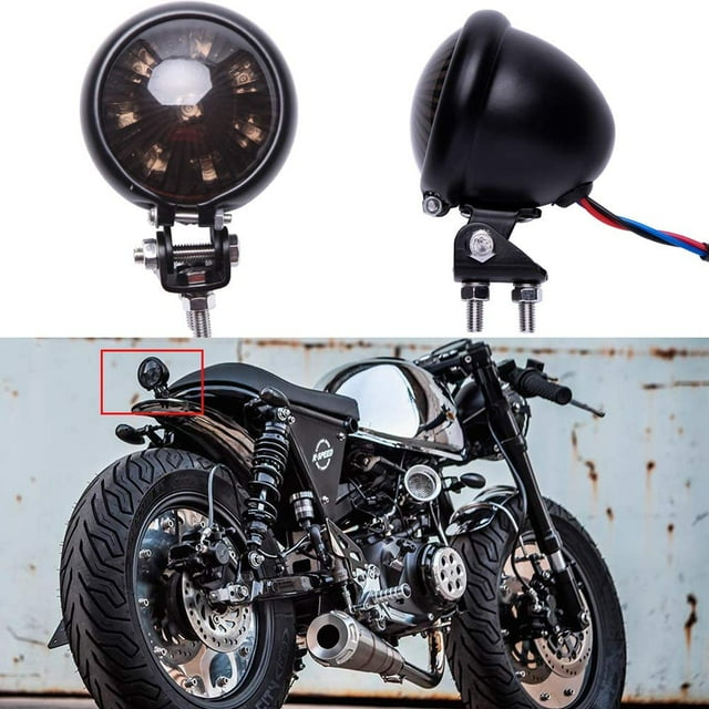 Luces traseras de motocicleta de 12 V, luz de freno LED negra para bicicleta de calle, Chopper, Bobber, Cafe Racer, Cruiser Custom.