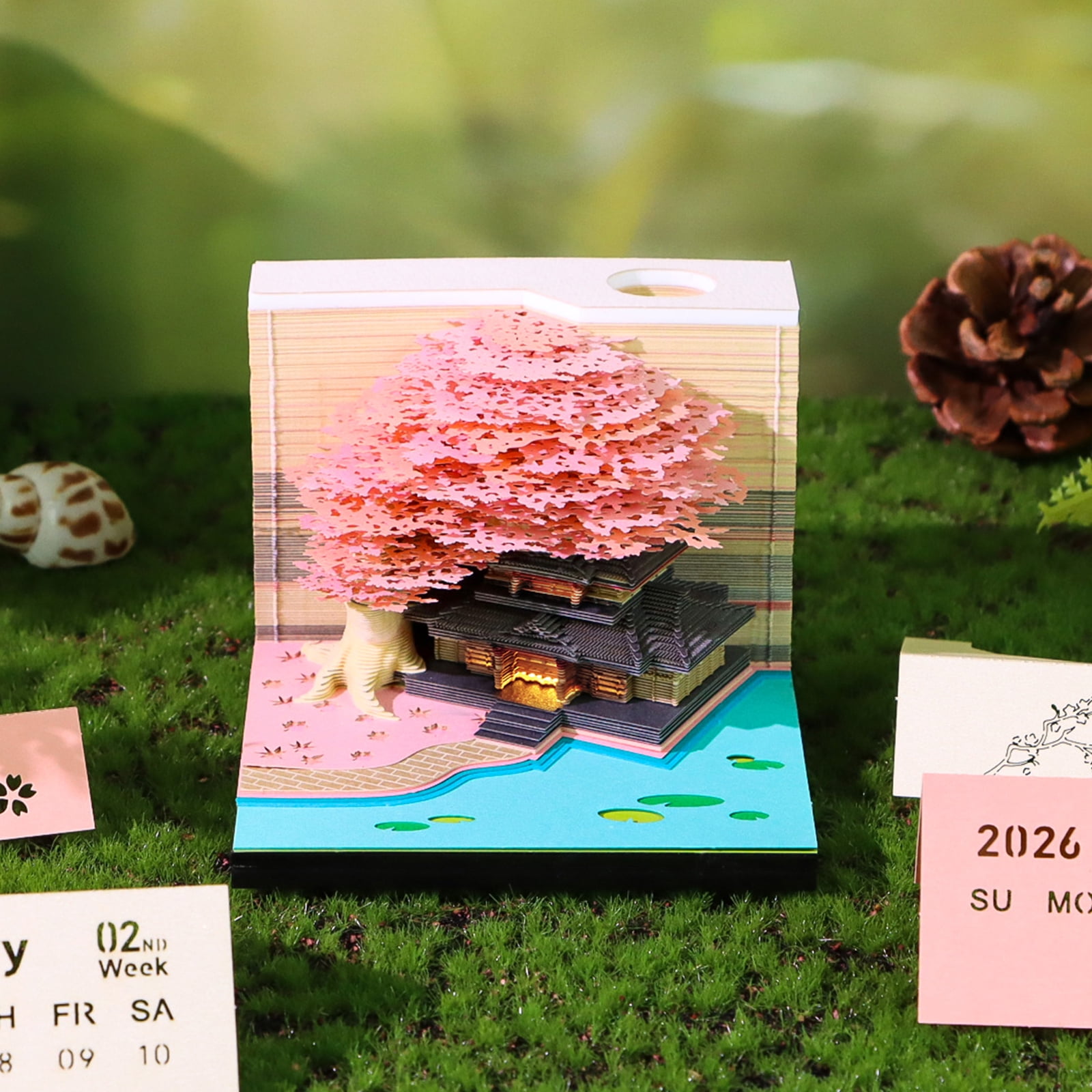 Twenty twenty six Illuminated Weekly Planner Three-dimensional Flowering Flower Paper Art Note Pad Split Panes Permanent Special Paper