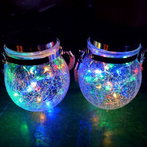 Solaire décoratif LED Éclairage de jardin léger en verre, LED Éclairage de jardin, paquet de 2 LED Lumières à cordes, Décoration de lampe solaire pour Noël, Fêtes, Festivals