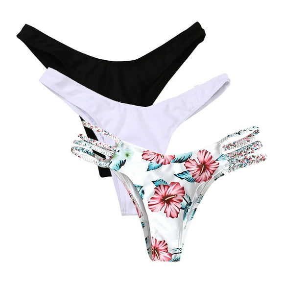 asddcavvf Bikinis Sets for Women 3PC Women Sexy Bottoms Swimsuit Bikini Swimwear Cheeky Thong V Swim