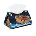 thumbnail image 2 of Lsque Ocean Scene with Noah's Ark Printed Long Tissue Box Cover Holder, Facial Paper Organizer Dispenser,Triangle with Bottom Belt, PVC Leather Decorative Organizer, 2 of 9