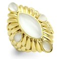 thumbnail image 1 of IP Gold Ion Plating Brass Ring with Synthetic Cat Eye, White - Size 5, 1 of 1