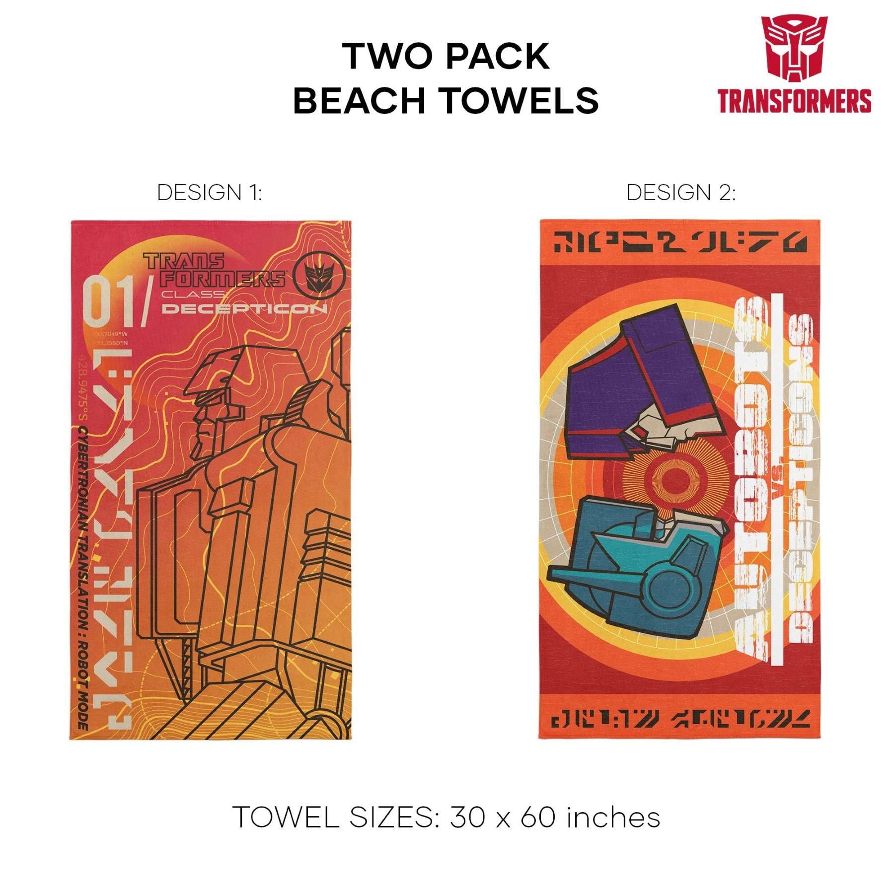 Transformer Class Decept Solar Punk B Kids 2 Pack Beach Towels