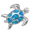 thumbnail image 1 of Sterling Silver 30" .8mm Box Chain Sea Turtle Pendant Necklace Simulated Blue Opal Shell, 1 of 2