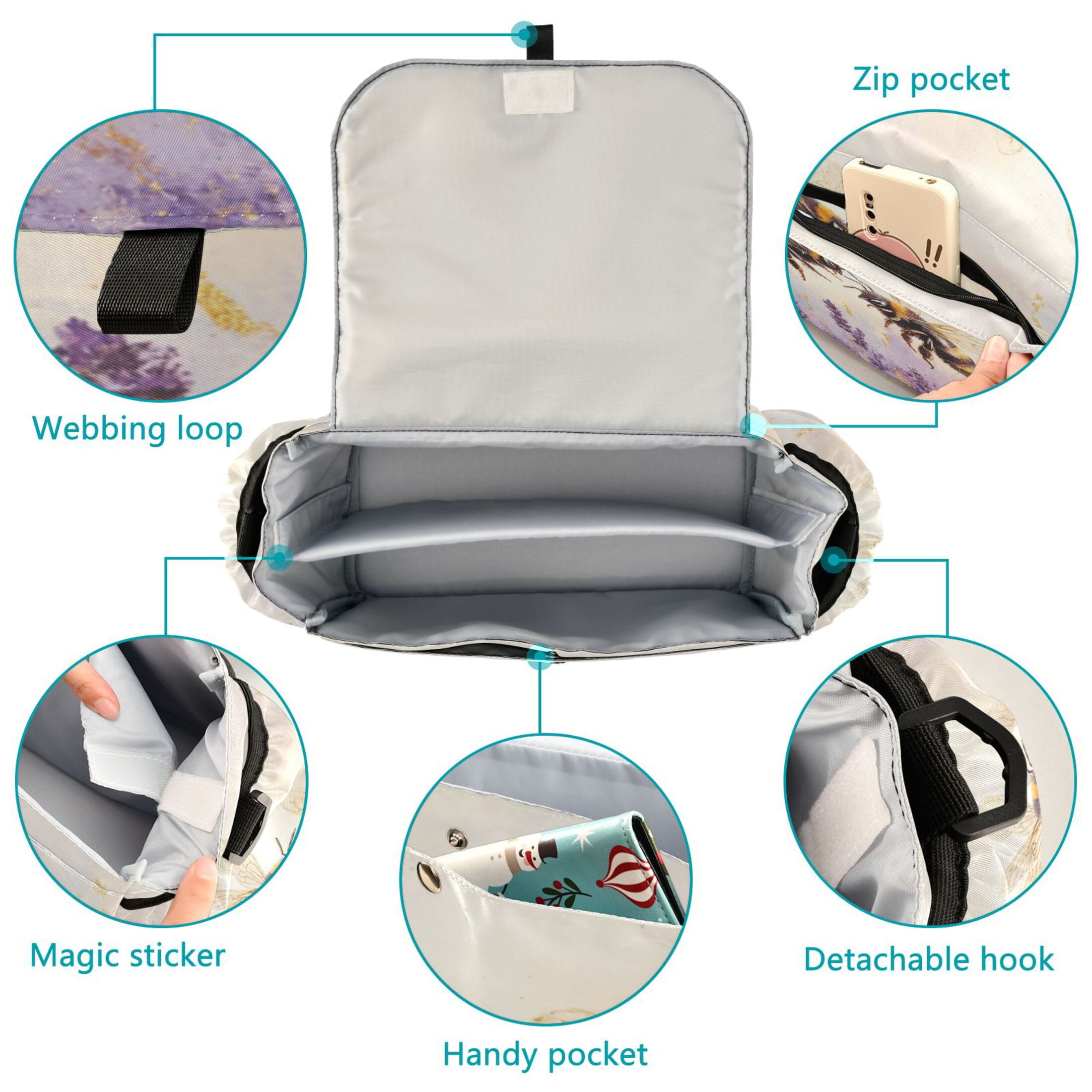 DIXRUYEE Stroller Organizer Buzzing Harmony Printed