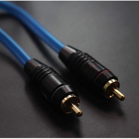 KK Cable C-JN - Par De Cables De Altavoz OFC Con RCA Macho (azul Y R