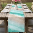 thumbnail image 4 of Teal Coastal Table Runner 72 Inches, Beach Nautical Seaside Ocean Beige Bed Runner Dresser Scarves Tabletop for Indoor Outdoor Parties/Ceremony/Banquet, 18" x 72", 4 of 9