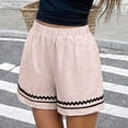 thumbnail image 5 of WPPGONE Womens Casual Shorts High Waisted Elastic Wide Leg Straight Scalloped Spliced Baggy Fit Bottoms Summer Fashion Daily Vacation Shorts, 5 of 7