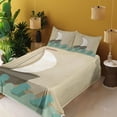 thumbnail image 2 of Ambesonne Ocean Fitted & Top Sheet Set with Shams, Seagulls Boating Marine, Seafoam Sand Brown White, 2 of 5