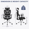 thumbnail image 2 of Ergonomic High Back Mesh Executive Office Chair with Lumbar Support, Adjustable Headrest & Armrests, 3-Level Tilt & Swivel Function, Breathable Computer Chair, Black, 2 of 7