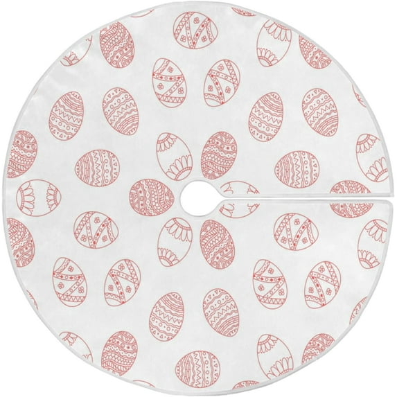 FMSHPON Easter Tree Skirt Colorful Eggs Bunny Xmas Christmas Tree Skirt Stand Mat for Holiday Party Decoration Indoor Outdoor 36 inches