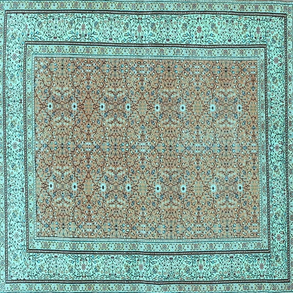 Ahgly Company Indoor Square Oriental Light Blue Traditional Area Rugs, 8' Square
