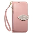thumbnail image 2 of Leather For Google Pixel 10 Pro XL Case Leaf buckle zipper wallet  3-card  Flip Wallet Leather Case With Card Holder Magnetic Closure  Phone Cases Cover,Pink,For Pixel 10 Pro XL, 2 of 7