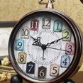 thumbnail image 3 of Reloj despertador retro para estudiantes, pequeño, duradero y práctico, estilo americano, para el hogar (sin batería, bronce)., 3 of 7