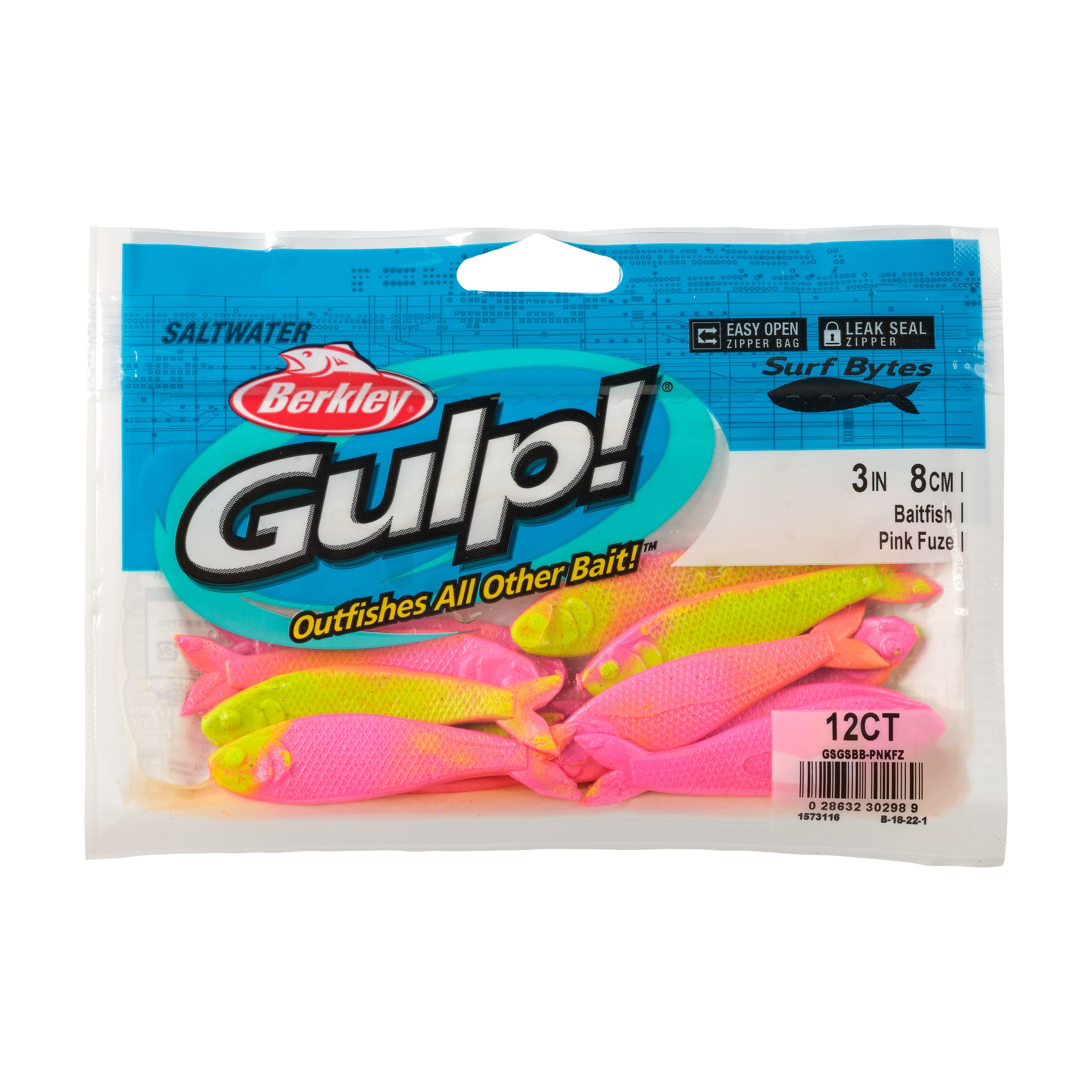 Berkley Gulp!® Surf Bytes Baitfish, 3 in, Pink Fuze