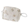 thumbnail image 2 of Bolsa de cosméticos con colgante de perla, bolsa de maquillaje portátil con cremallera, bolsa de maquillaje informal multifunción a la moda, color Beige, albaricoque Floral, 2 of 10