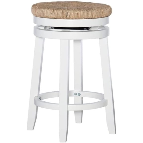 Bilot Linon Morgan 25.5" Wood Counter Stool in White