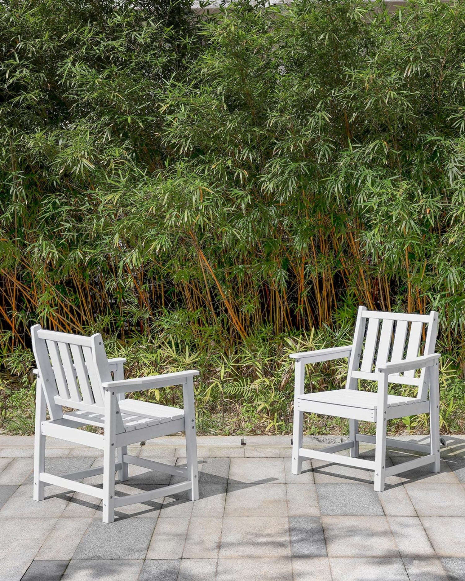 HDPE Outdoor Dining Chair with Armrests, All-Weather Patio Dining Chair, Heavy Duty HDPE Outdoor Armchair for Deck, Porch, Garden, Poolside, Backyard, Pearl