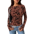 thumbnail image 1 of Top PRETTYGARDEN para Mujer Manga Larga Malla Floral Marrón M, 1 of 9