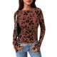 thumbnail image 1 of Top PRETTYGARDEN para Mujer Manga Larga Malla Floral Marrón M, 1 of 9