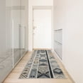 thumbnail image 2 of Ambesonne Southwestern Decorative Rug Carpet, Herringbone Geometric, 2' 5" x 7' 5", Ivory Blue Grey Tan, 2 of 3