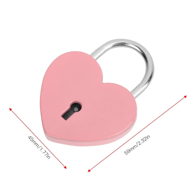Heart Lock Metal Exquisite Padlock with Key, Small Size Mini Heart Shape Padlock Key Padlock Heart Padlock for Diary, Jewelry Box, Luggage
