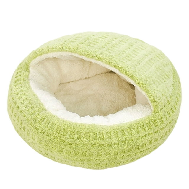 Lit pour Animaux de Compagnie avec Capuche pour Chats et Petits Chiens, Lit Rond Apaisant pour Chat avec Base Antidérapante, Lit Chaud en Peluche Lavable en Machine Maison pour Chiot