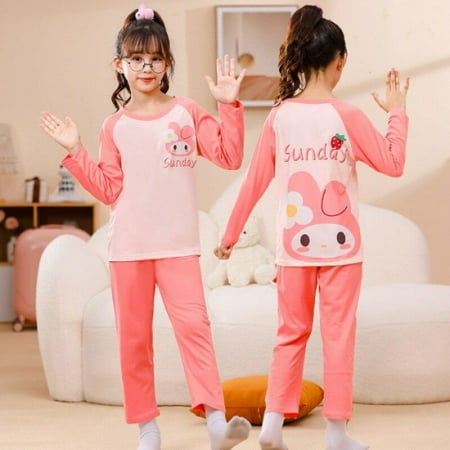 

Y2k Kawaii My Melody autumn Pajamas Anime Cinnamoroll Girl Sleepwear Long Sleeve set Sanrio Kids Homewear girl children clothing