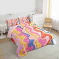 thumbnail image 3 of Manfei Modern Geometric Queen Comforter Set,Wave Lines Pattern Bedding Sets,Colorful Striped Bedding Comforter Set For Girl Boys,Super Cozy Room Decor Reversible,3 Pieces, 3 of 8