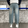 thumbnail image 5 of XIMIN Kids Boys Ripped Patchwork Baggy Jeans Lightweight Irregular Ripped Trendy Wide Leg Distressed Denim Pants Frayed Hem Destroyed Hip Hop Skater Jeans Y2k Streetwear, 5 of 8