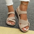 thumbnail image 4 of Miluxas Sandals for Women Orthopedic Shoes : Comfortable Dressy Womens Wedge Sandal Summer Walking Wedges - Casual Platform Sandals with Adjustable Hook Loop Beige 7.5(40), 4 of 8