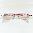 thumbnail image 3 of Women's Ultra-light Rimless Red Reading Glasses 2.5 Sunglasses Blue Light Blocking Presbyopic Glasses Gradient Pink Rectangle Readers +2.50, 3 of 5