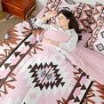 thumbnail image 4 of Manfei Bohemian Aztec Bedding Comforter Set 7-Piece for Adult, Pink Brown Tribal Geometric King Bedding Sets, Southwestern Reversible Bed Sheets, Luxury Bedroom Decor, 4 of 7
